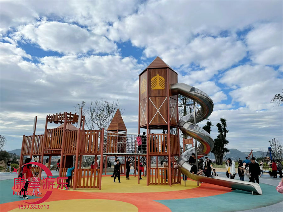 幼兒園黃花梨木質滑梯定制